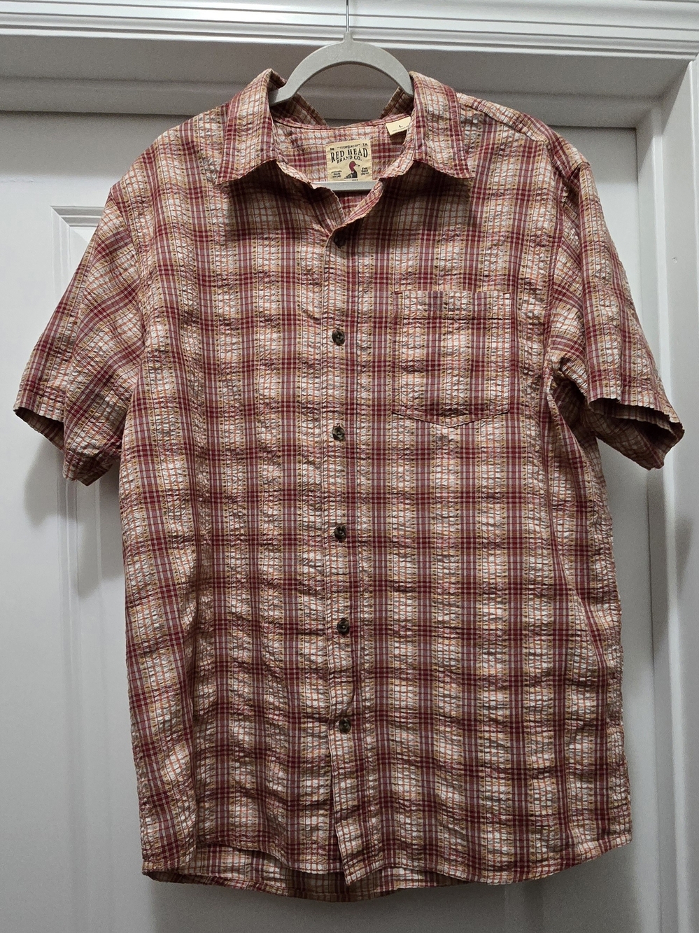 RedHead Men’s Plaid Short Sleeve Casual Button Down Shirt Size L